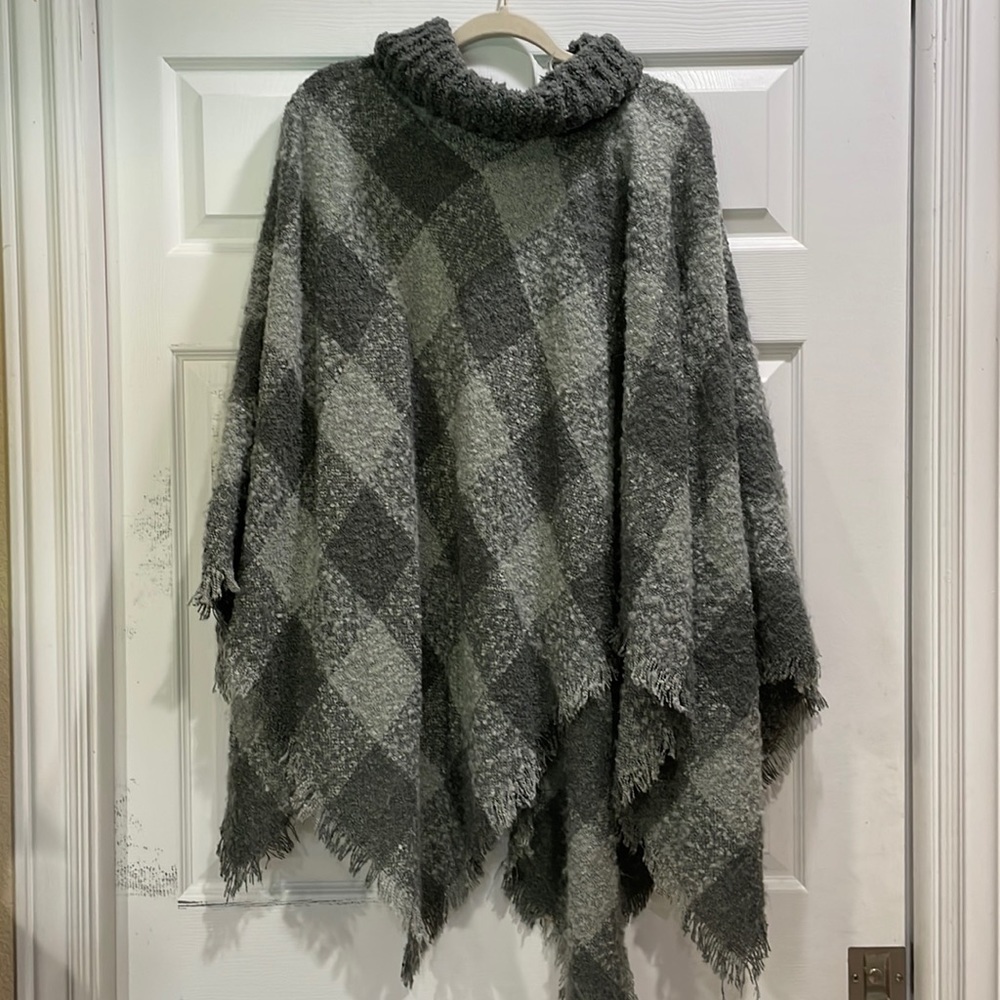 Soft Surroundings Buffalo Plaid Sweater Poncho One Size